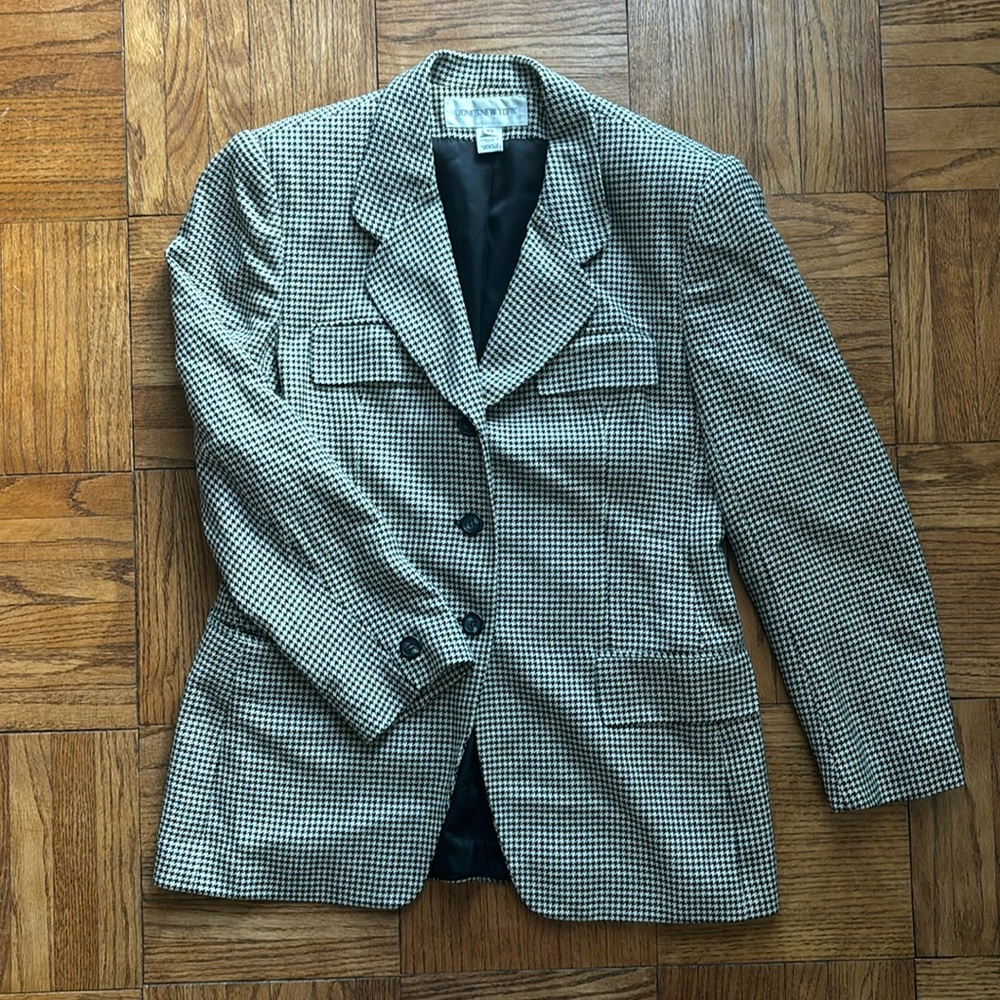 Vintage Jones New York Houndstooth Black and White Blazer